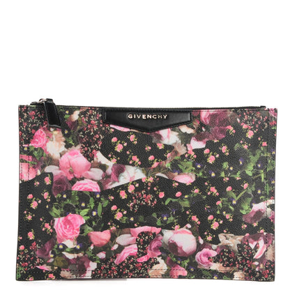 Givenchy Coated Canvas Roses Camouflage Print Medium Antigona Zip Pouch Black 1 of 7