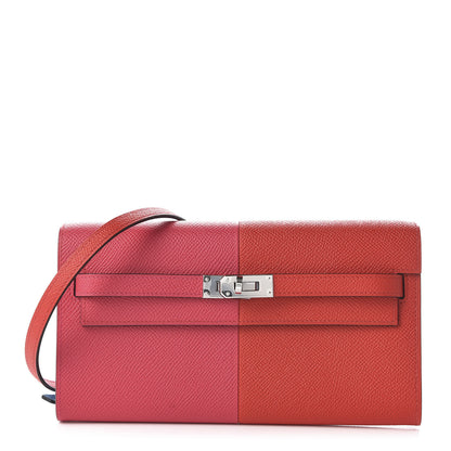 Hermes Epsom Kelly Wallet Casaque To Go Rouge Coeur Rose Extreme Bleu Zanzibar 1 of 10