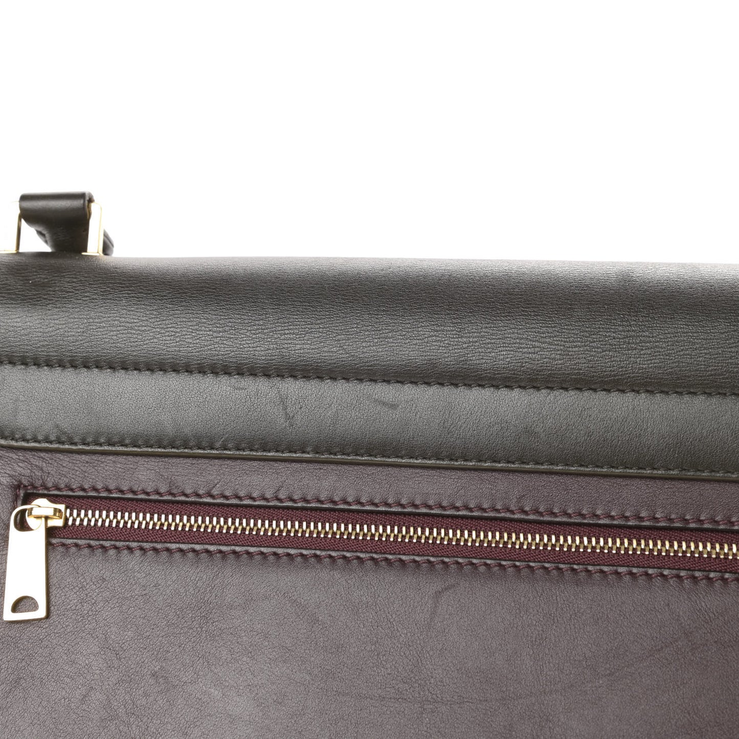 Smooth Calfskin Suede Large Tri-Color Trapeze Dark Grey