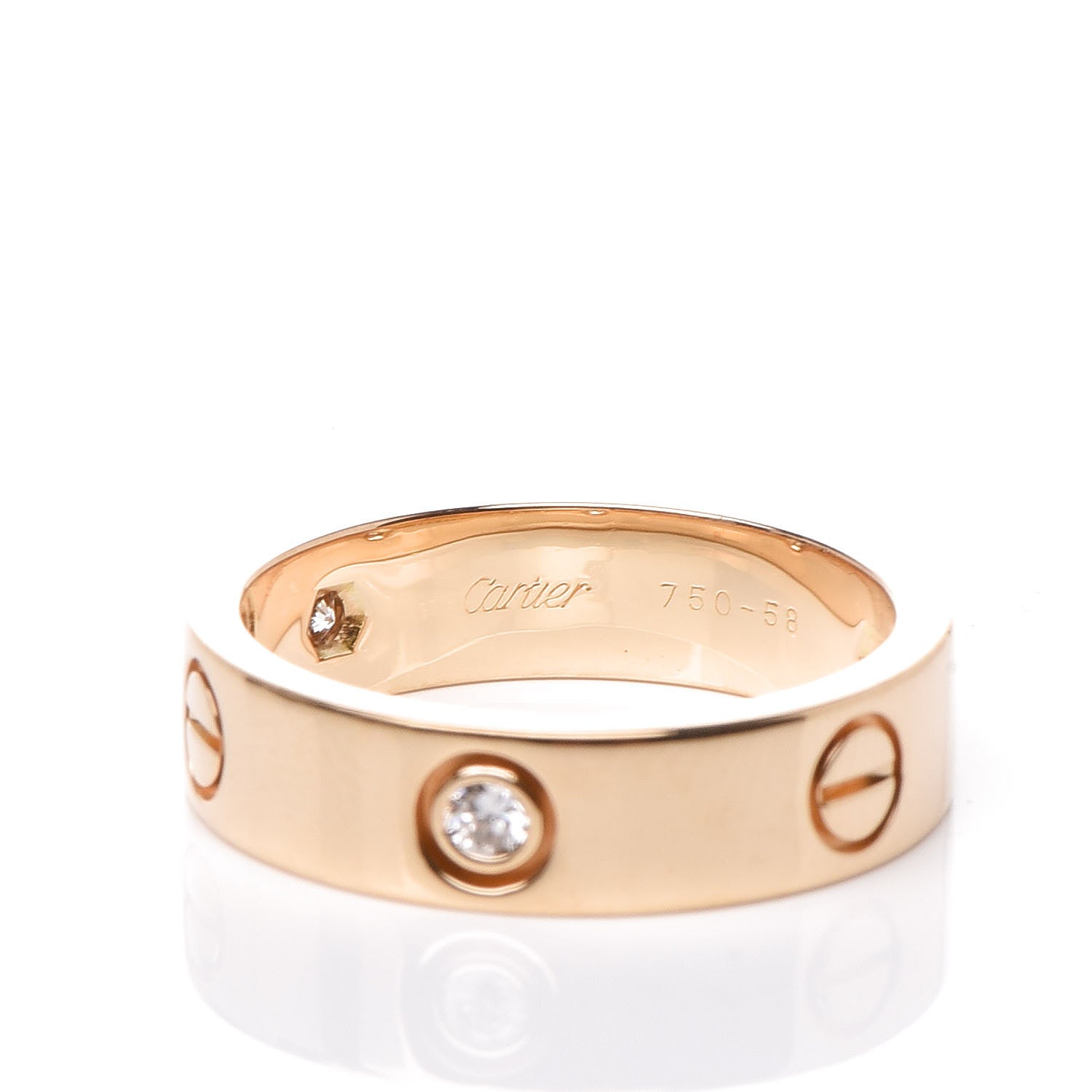Cartier 18K Yellow Gold 3 Diamond 5.5mm LOVE Ring 58 8.25 5 of 5