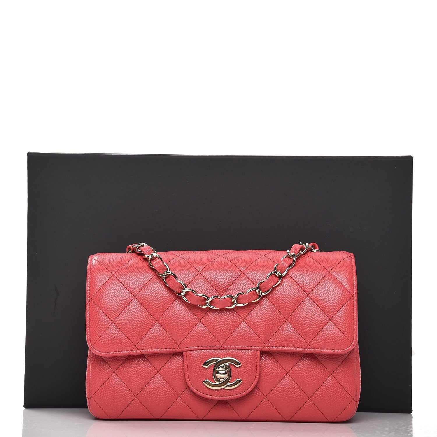 Chanel Caviar Quilted Mini Rectangular Flap Dark Pink 8 of 8