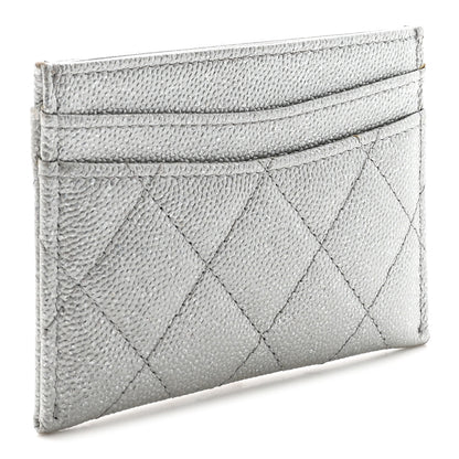 Chanel Glittered Metallic Caviar Quilted Card Holder Silver 3 of 9