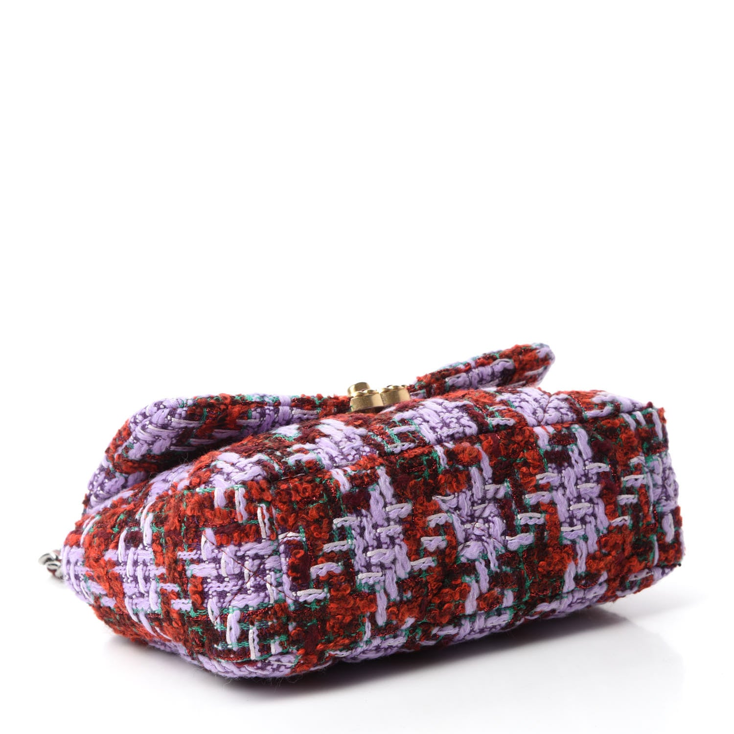 Chanel Tweed Quilted Medium Chanel 19 Flap Red Purple Green 4 of 10