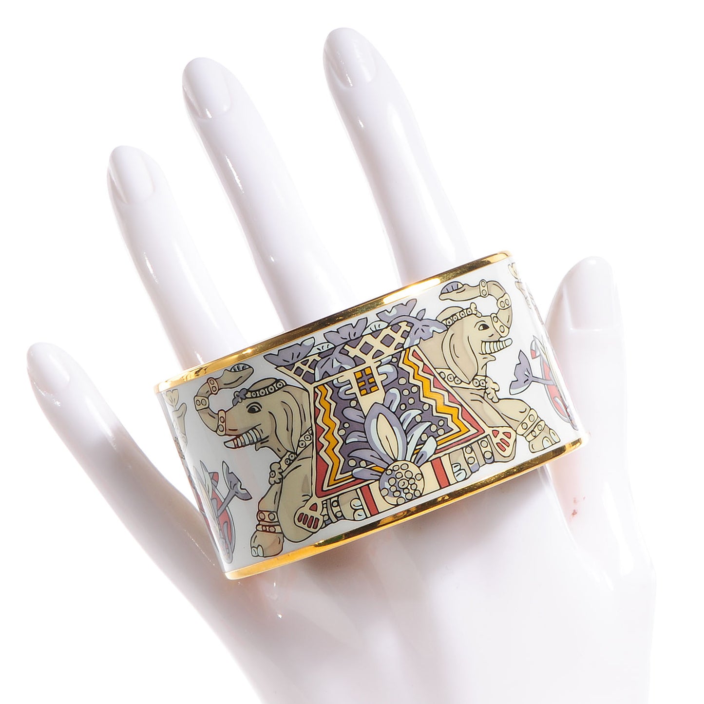 Enamel Printed Elephant Torana Extra Wide Bracelet 70