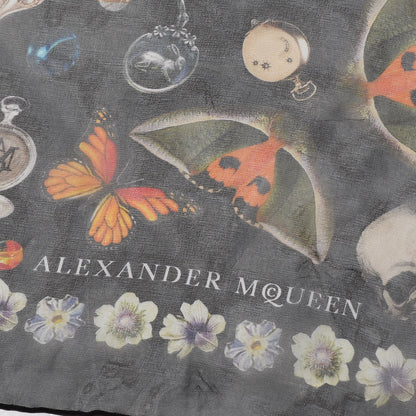 Alexander McQueen Silk Chiffon Obsessions Scarf Black Multi 4 of 4