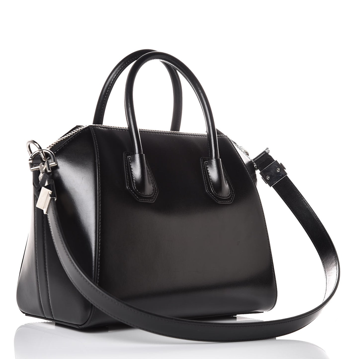 Shiny Lord Calfskin Small Antigona Black
