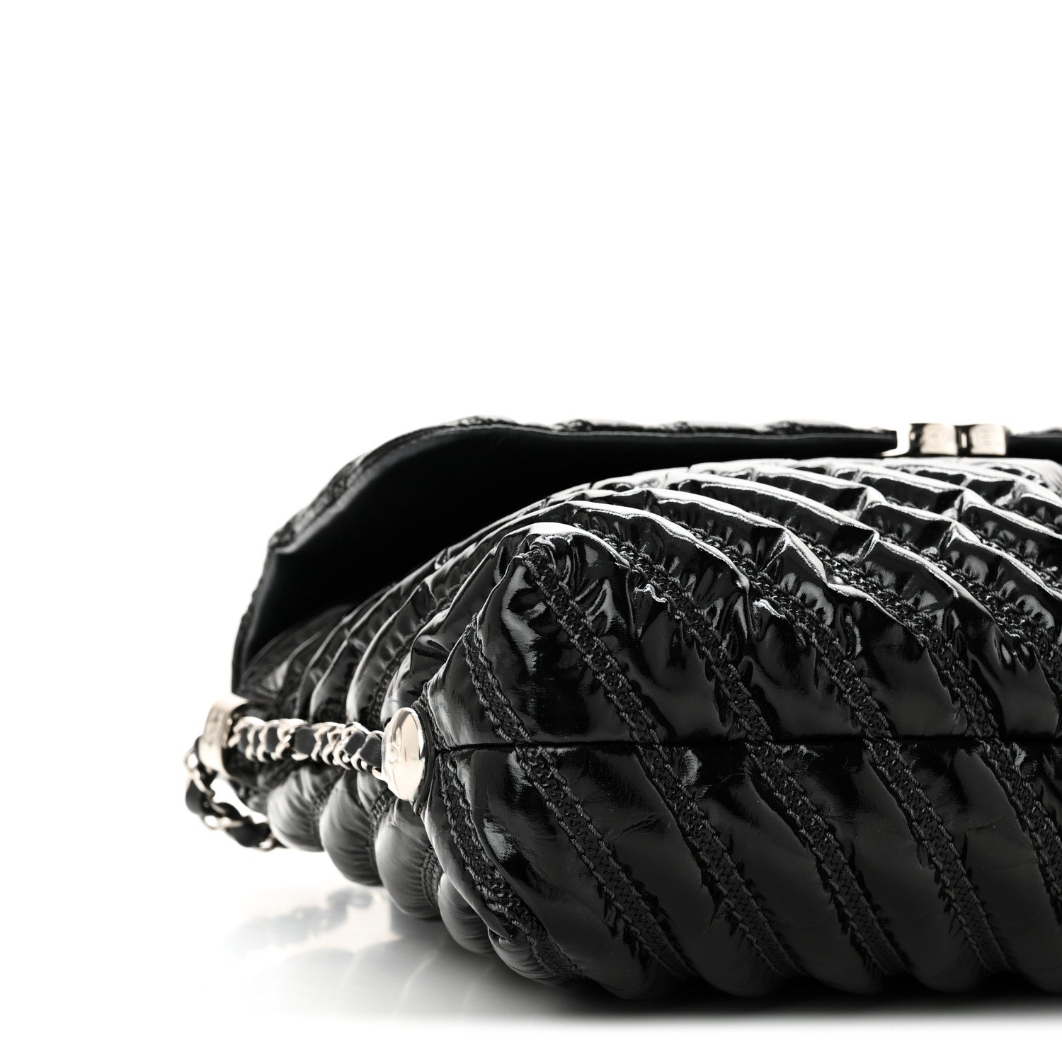 Chanel Lame Chevron Quilted Space Suit Flap Black 9 of 10
