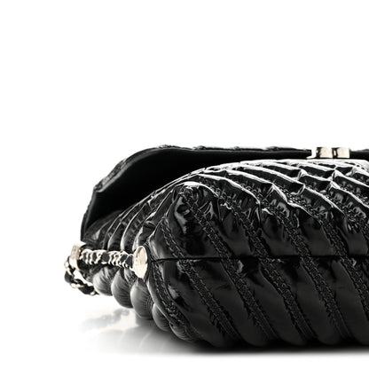 Chanel Lame Chevron Quilted Space Suit Flap Black 9 of 10