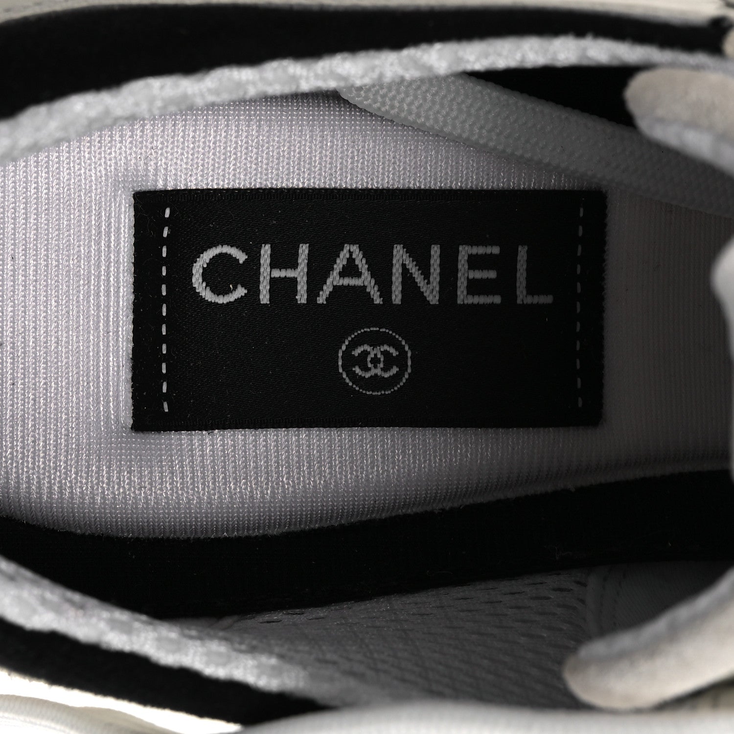 Chanel Calfskin Suede CC Womens Sneakers 39.5 White Black 9 of 11