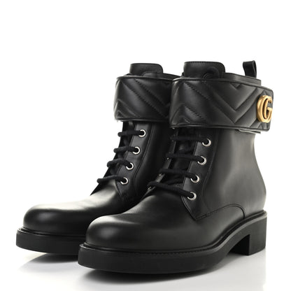 Gucci Flores Calfskin Nappa Matelasse GG 40mm Ankle Boots 40 Black 3 of 8