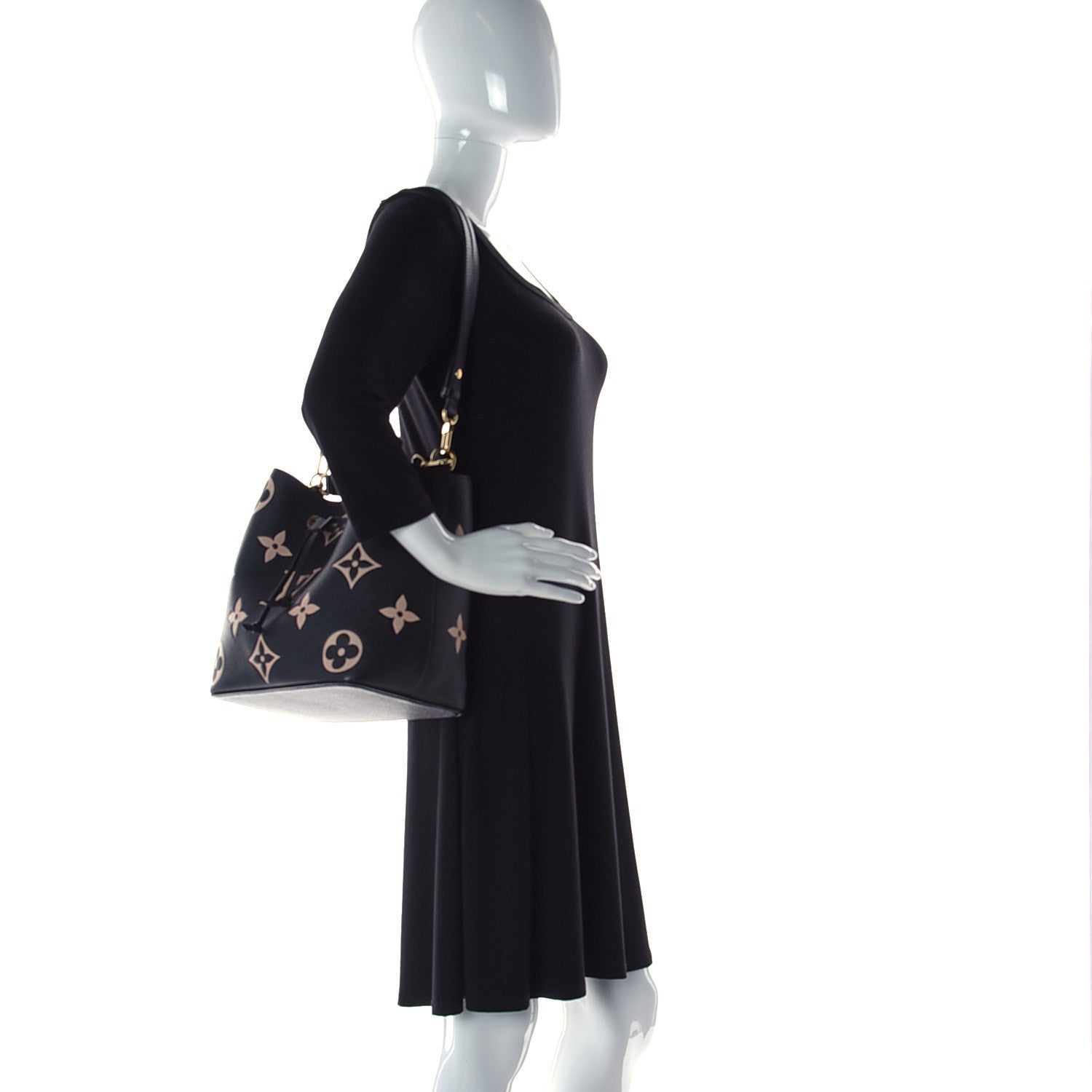 Louis Vuitton Empreinte Monogram Giant Neonoe MM Black Beige 3 of 14