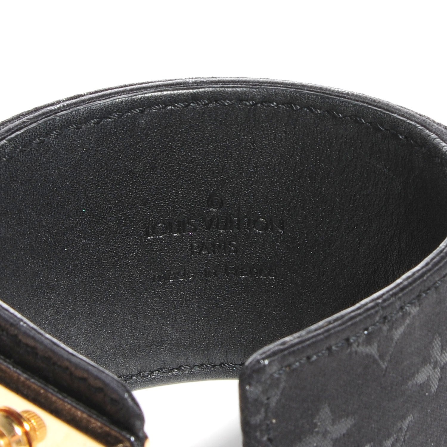 Louis Vuitton Satin Monogram Serrure Cuff Black 4 of 5