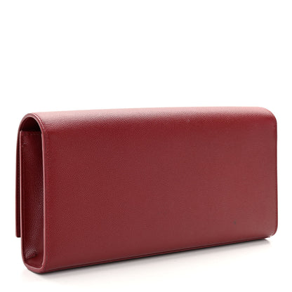 Saint Laurent SAINT LAURENT Grain De Poudre Classic Monogram Cassandre Clutch Dark Red 5 of 20