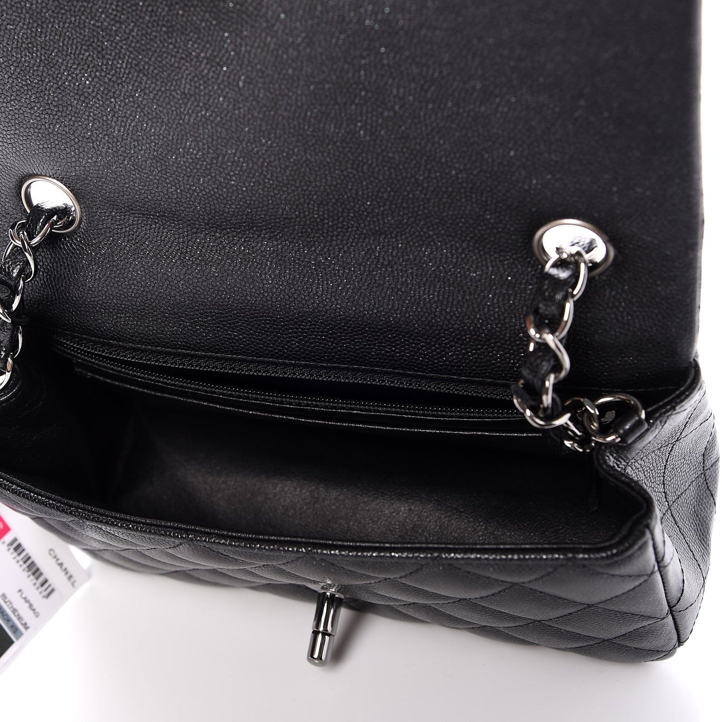 Iridescent Caviar Quilted Mini Rectangular Flap Black