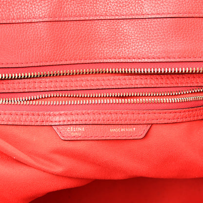 Celine Drummed Calfskin Shoulder Luggage Red 6 of 15