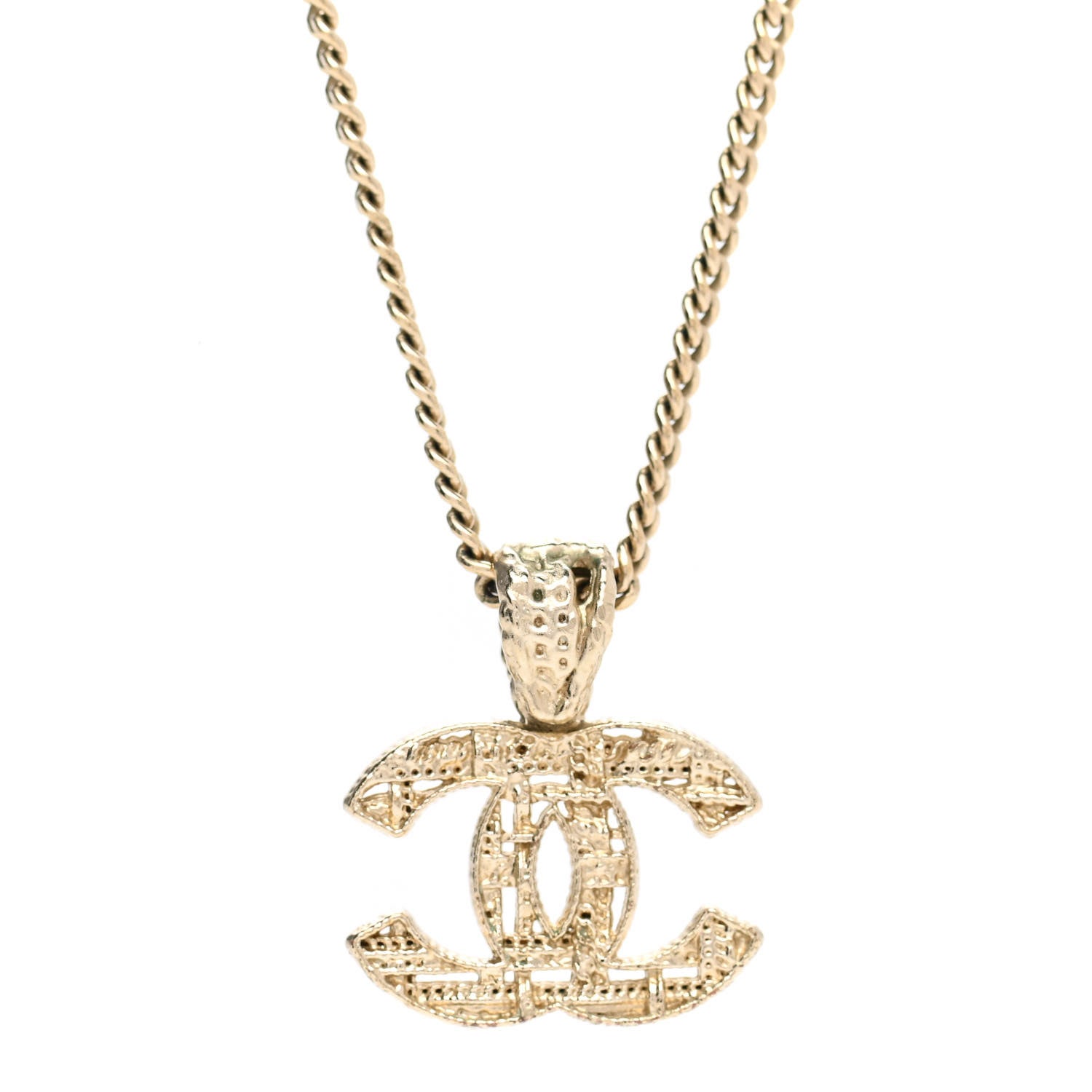 Chanel Tweed Effect CC Necklace Gold 4 of 7