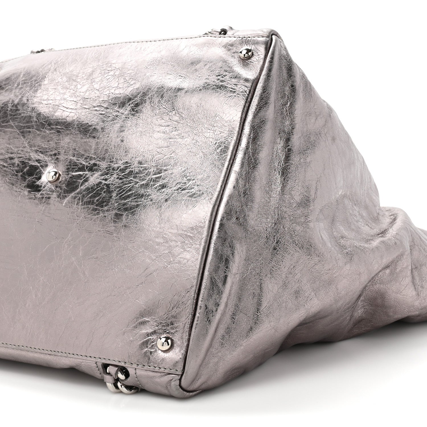 Chanel Metallic Cracked Calfskin Modern Chain Tote Dark Silver 9 of 14