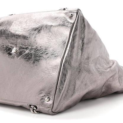 Chanel Metallic Cracked Calfskin Modern Chain Tote Dark Silver 9 of 14