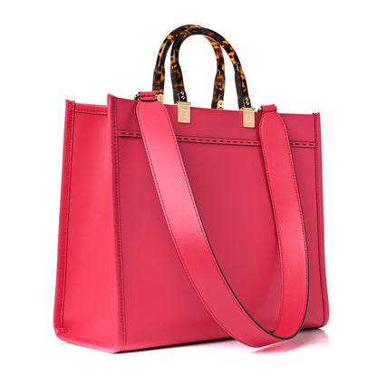 Fendi Vitello King Plexiglass Logo Embossed Medium Fendi Sunshine Shopper Tote Lampone 3 of 11