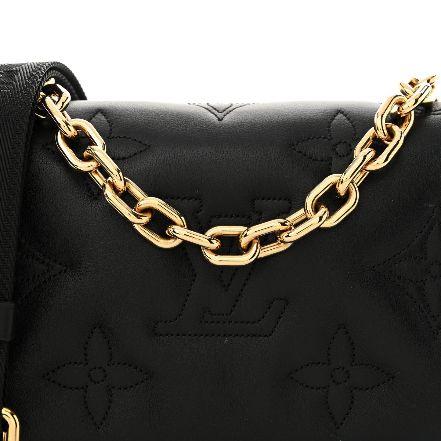 Calfskin Bubblegram Wallet On Strap Black