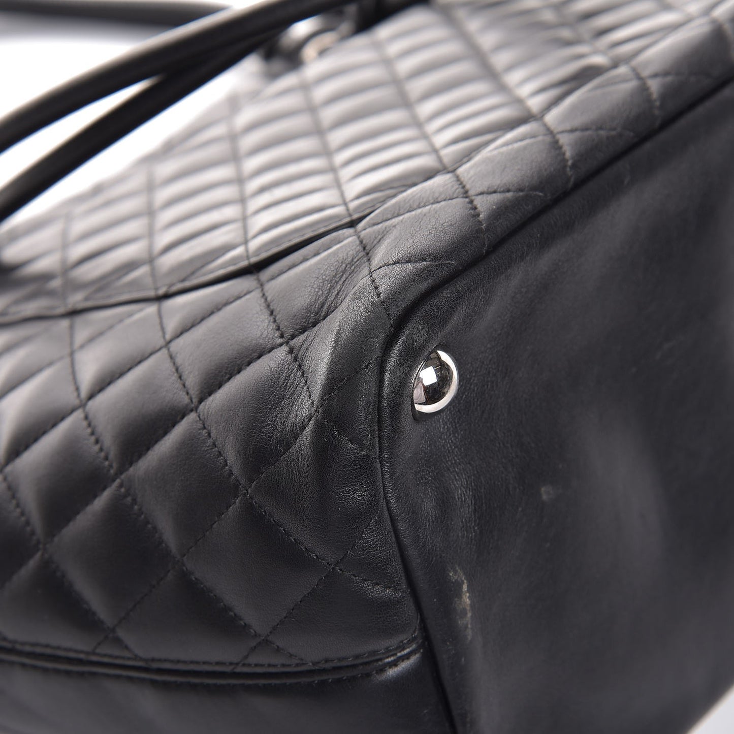 Calfskin Quilted Large Cambon Tote Black White