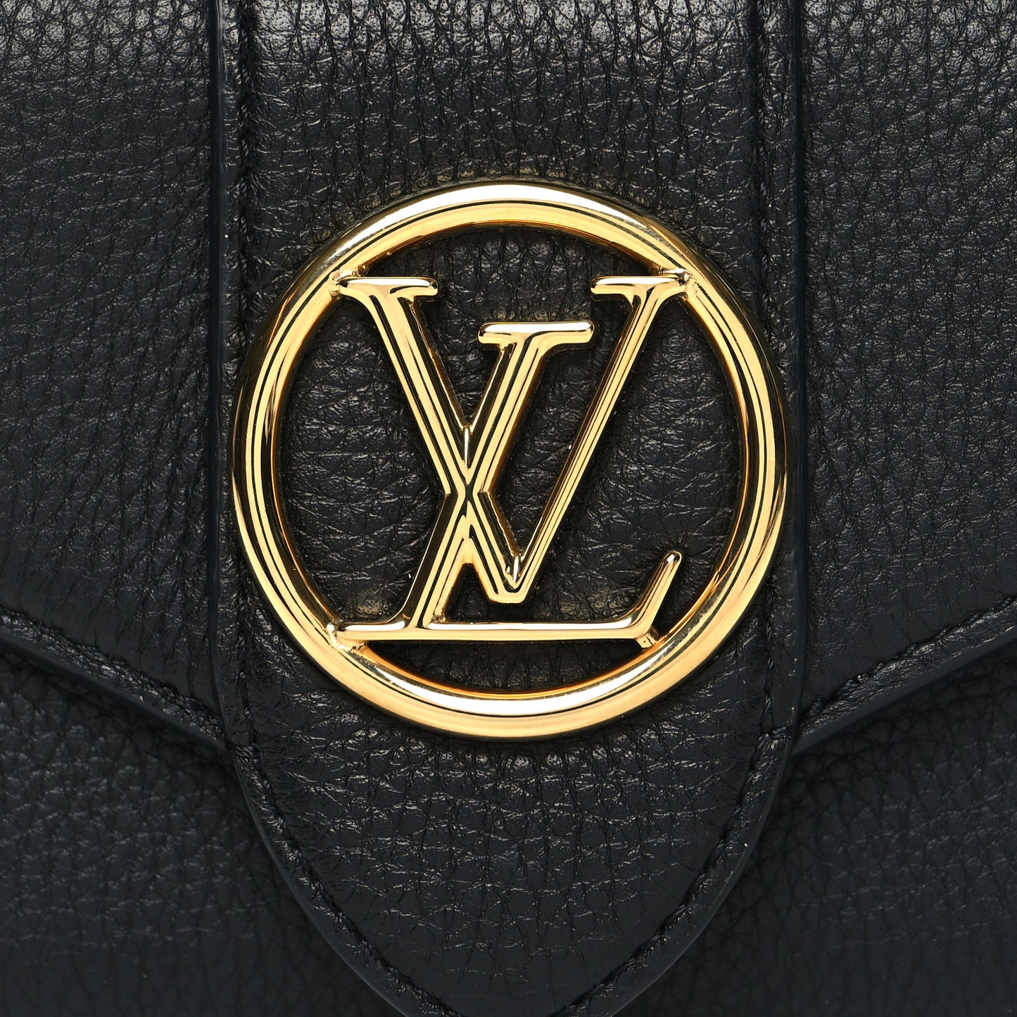 Grained Calfskin LV Pont 9 Compact Wallet Black