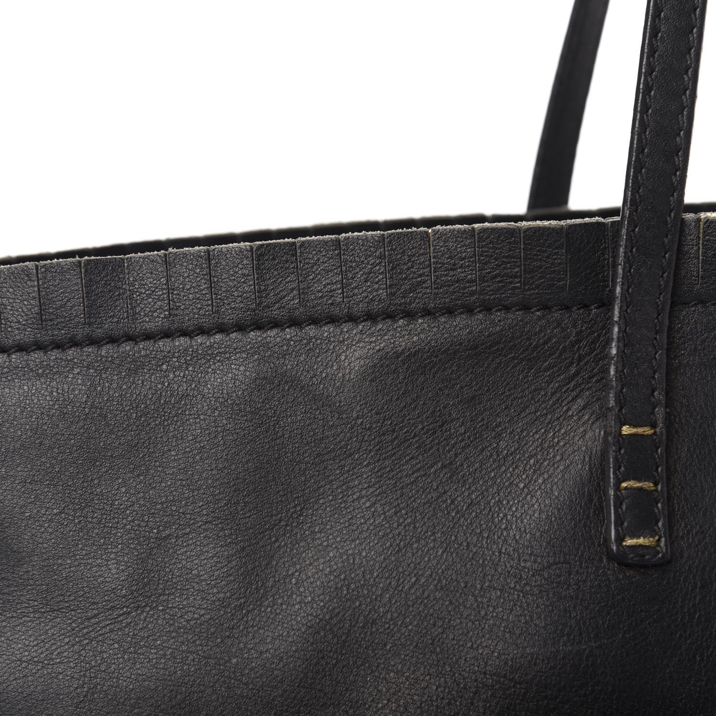 Calfskin Ruffle Roll Tote Black