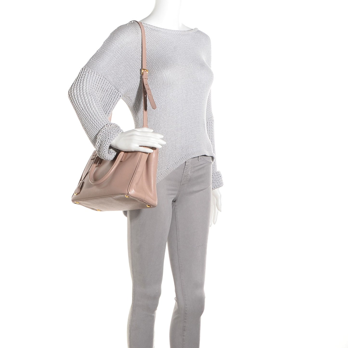 Saffiano Lux Small Double Zip Tote Cammeo