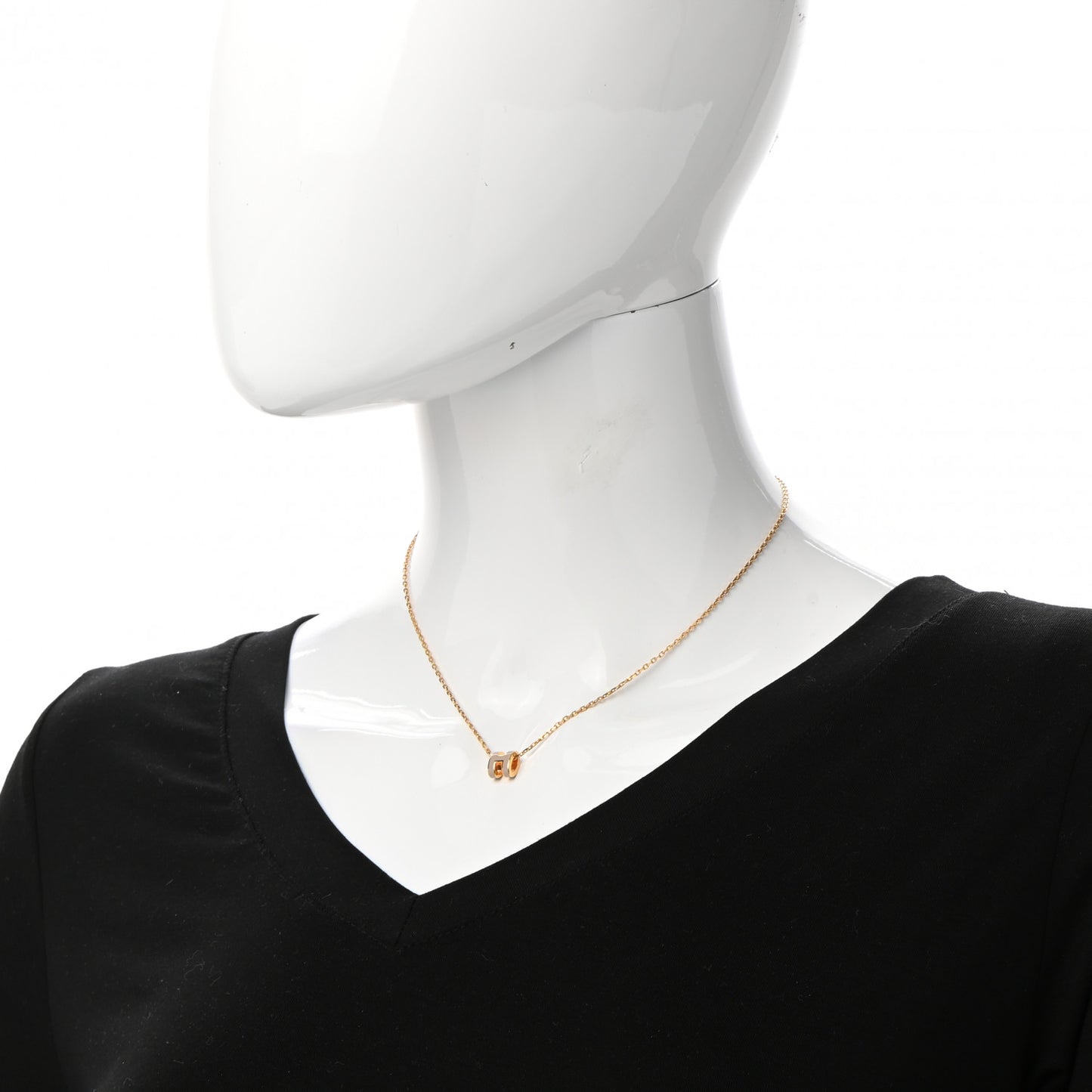 Lacquered Gold Mini Pop H Pendant Necklace Marron Glace