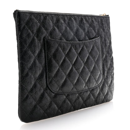 Chanel Calfskin Camellia Embossed Quilted Medium Cosmetic Case Black 3 of 7