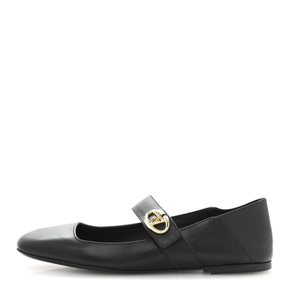 Valentino Garavani Calfskin VLogo Locker Mary Jane Ballerina Flats 39 Black 1 of 10