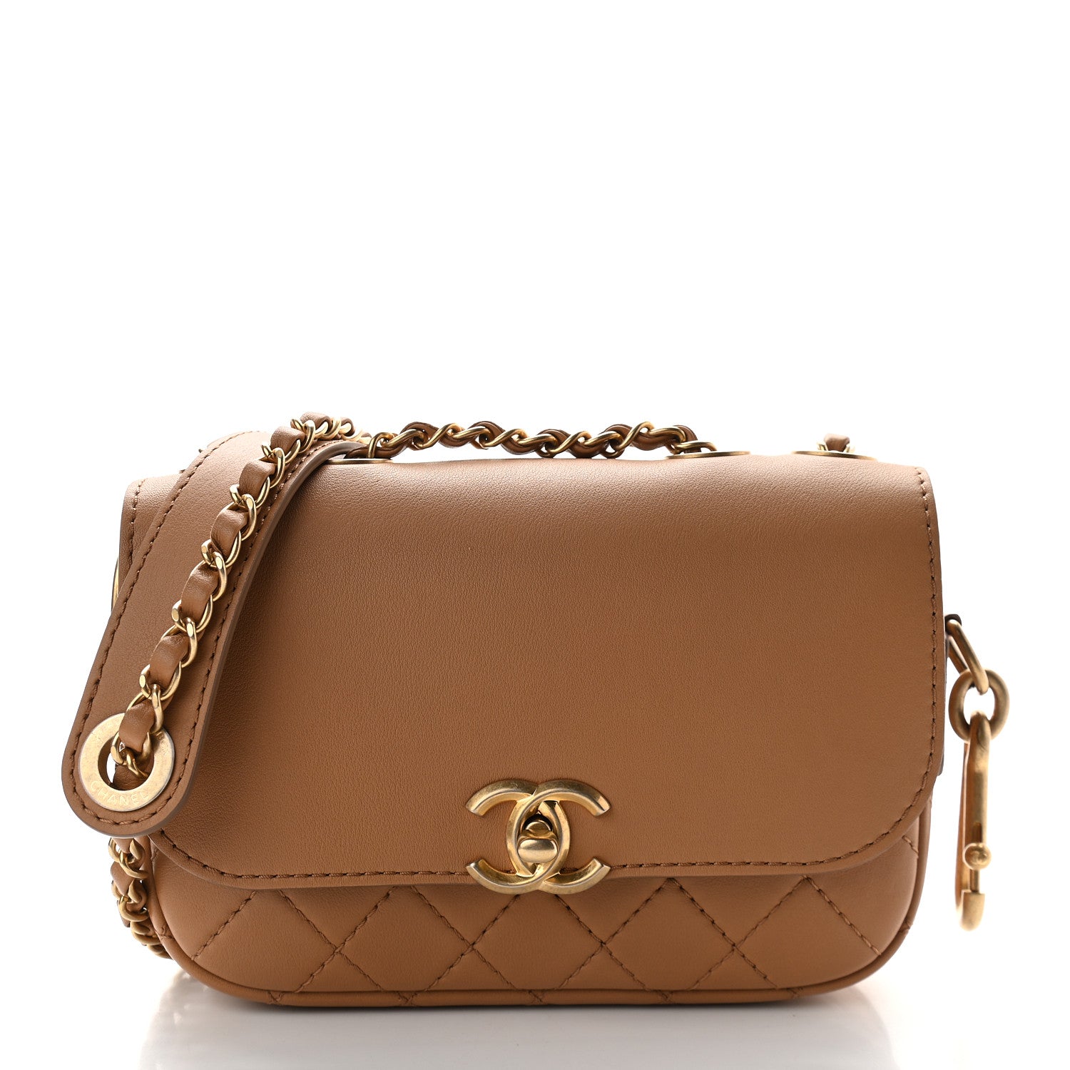 Chanel Calfskin Quilted Multi Pouching Flap And Coin Purse Beige 3 of 12