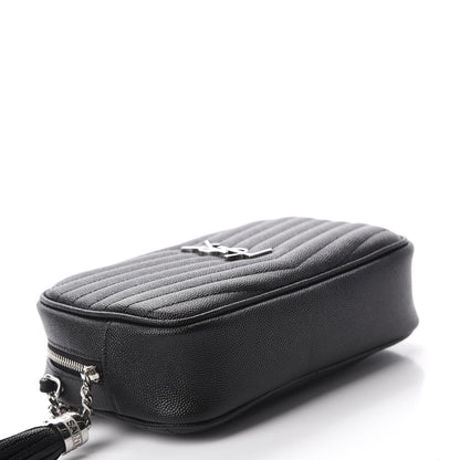 Saint Laurent Grain De Poudre Matelasse Monogram Mini Lou Camera Bag Black 4 of 10