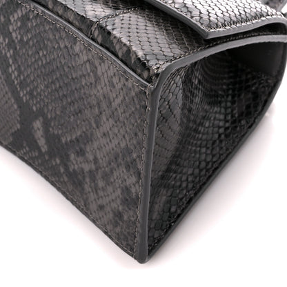 Balenciaga Shiny Calfskin Python Effect Small Hourglass Top Handle Bag Dark Grey Black 12 of 13