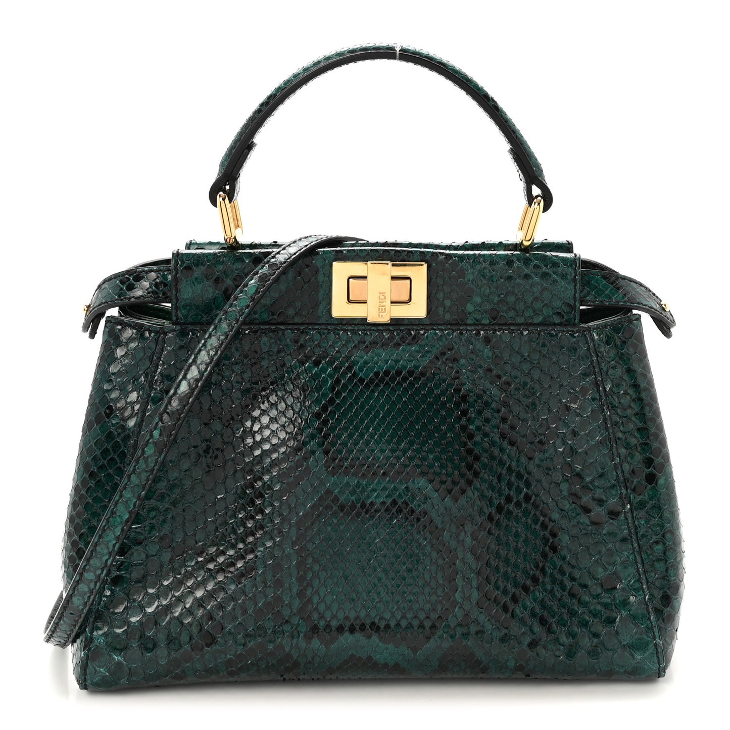 Snakeskin Shiny Nappa Mini Peekaboo Iconic Satchel Green