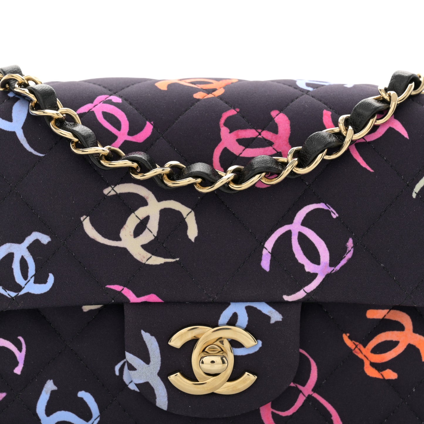 Printed Fabric Quilted Mini Rectangular Flap Black Pink Blue Yellow Orange