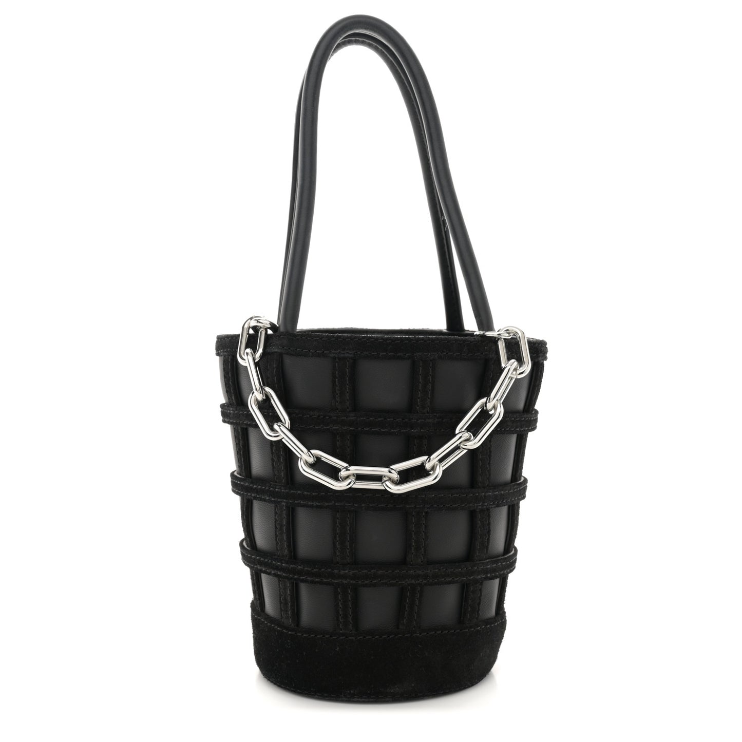Suede Calfskin Roxy Mini Bucket Bag Black