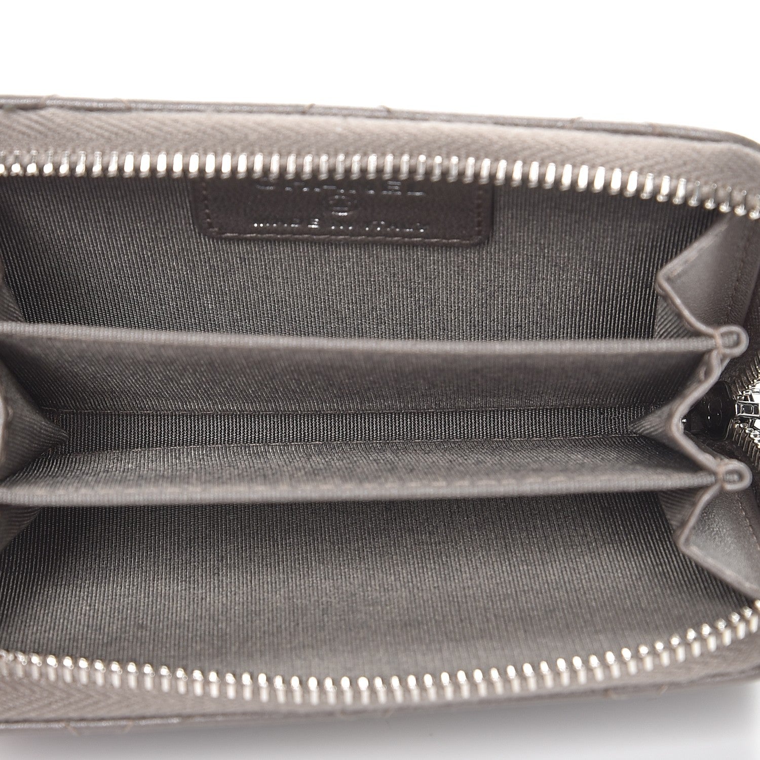Chanel Metallic Lambskin Quilted Zip Around Coin Purse Grey 5 of 7