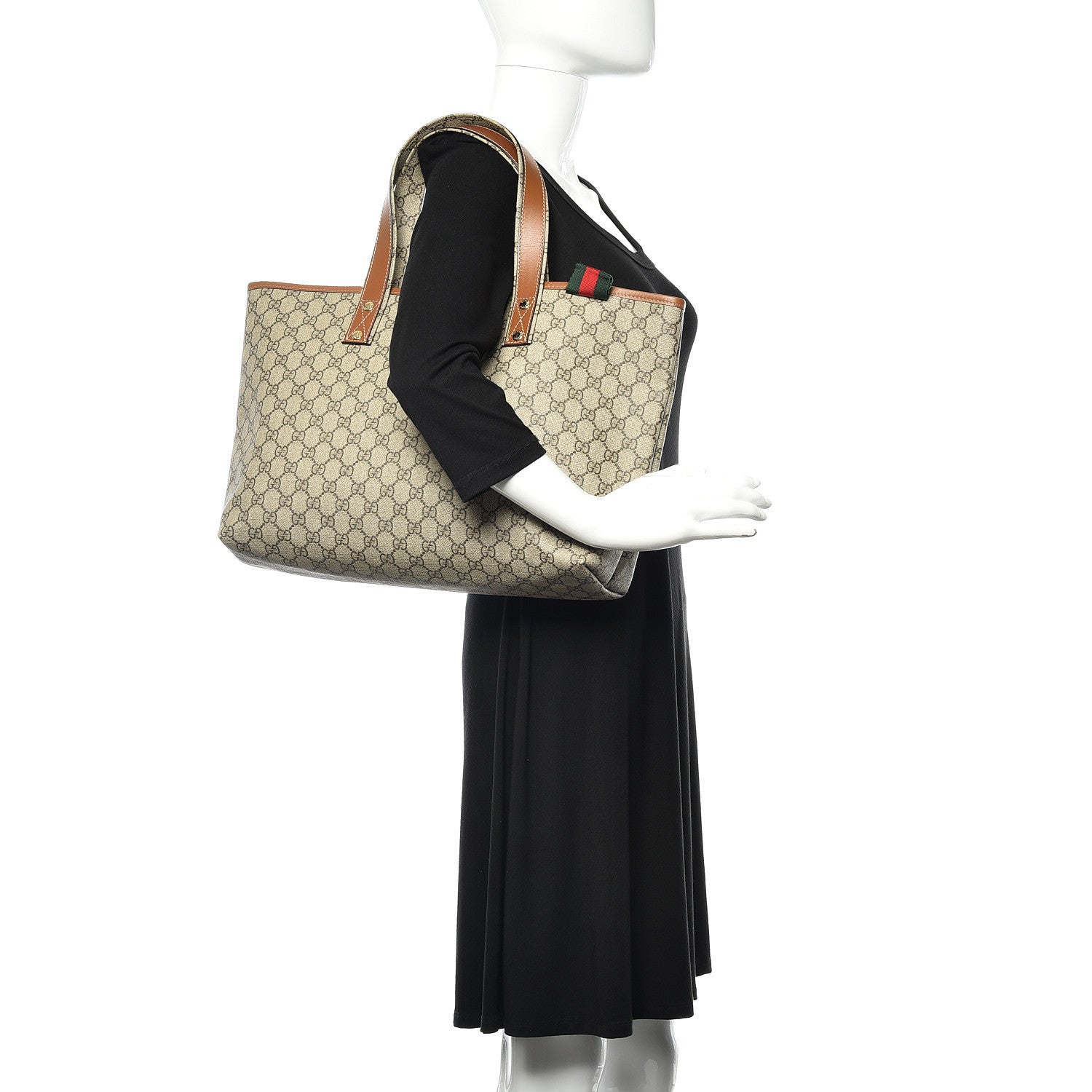 Gucci GG Plus Monogram Medium Signature Web Loop Tote Brown 2 of 10