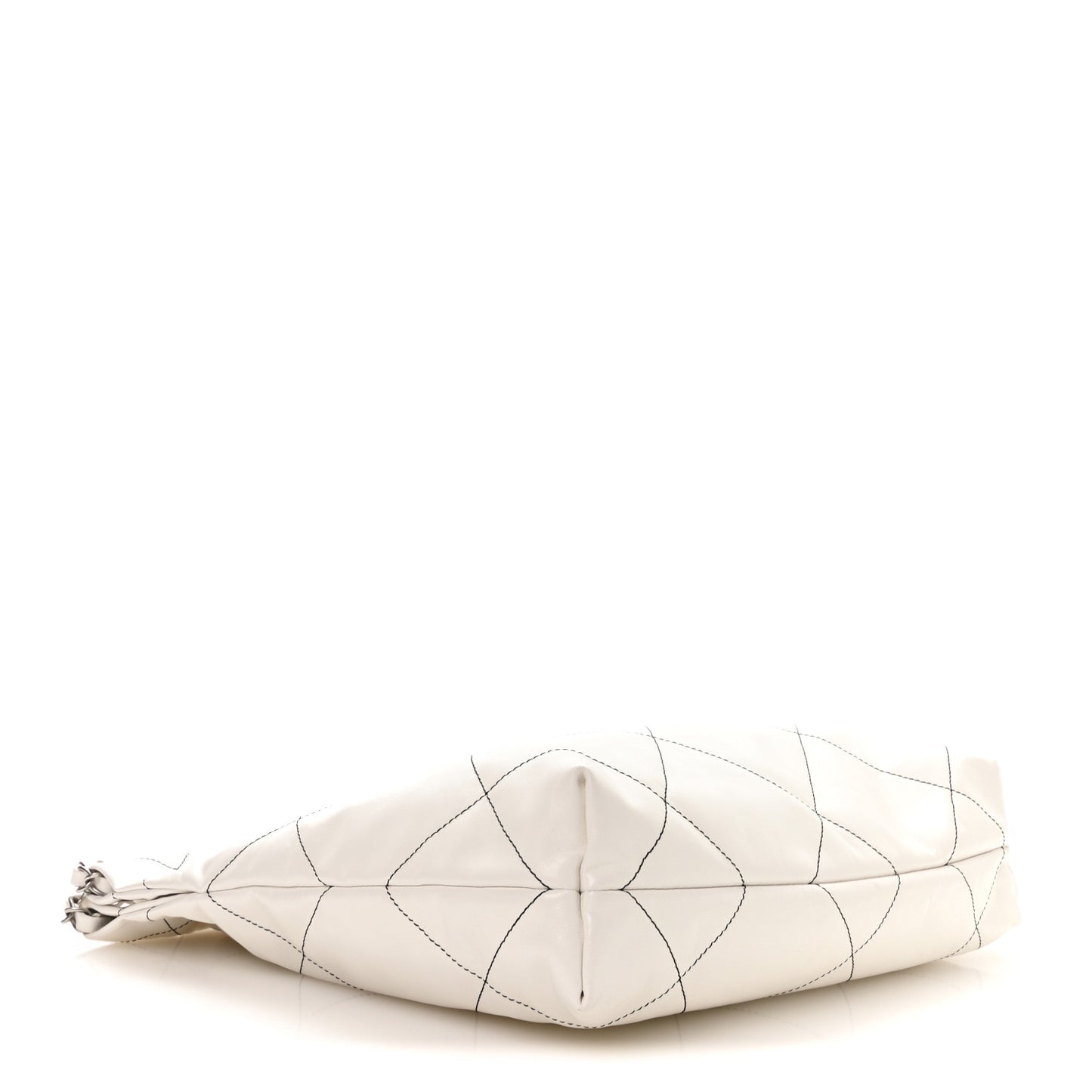 Shiny Calfskin Quilted Small Chanel 22 White Black