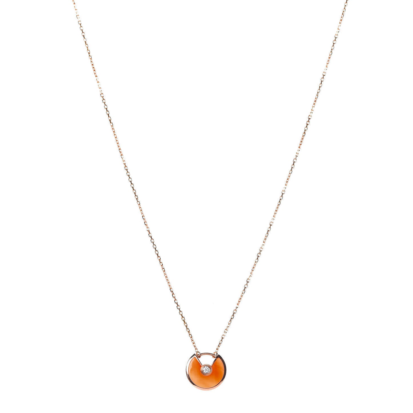 18K Pink Gold Diamond Carnelian XS Amulette de Cartier Pendant Necklace