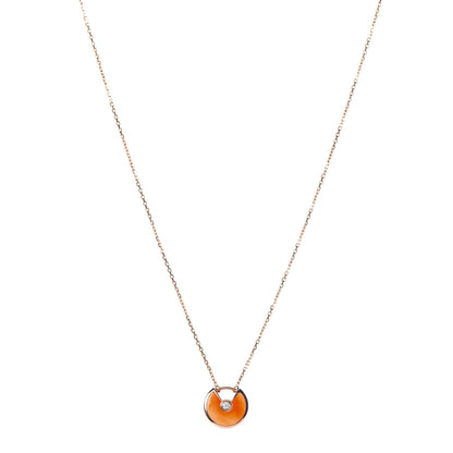 Cartier 18K Pink Gold Diamond Carnelian XS Amulette de Cartier Pendant Necklace 1 of 5
