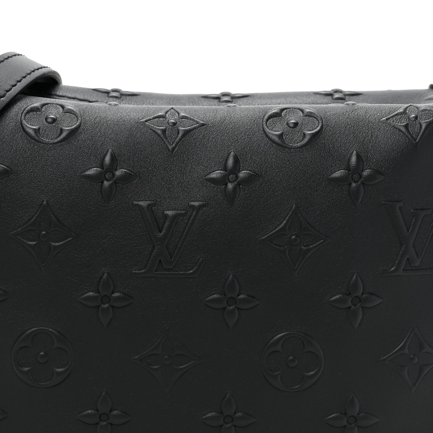 Calfskin Debossed Monogram Side Trunk Black