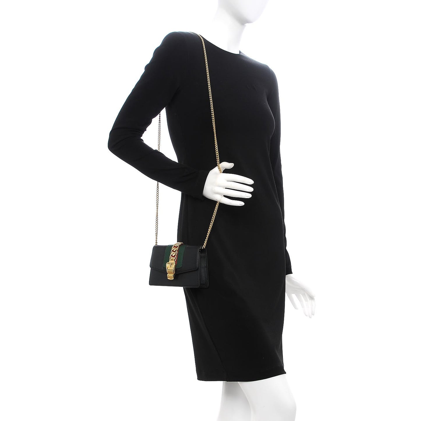 Calfskin Super Mini Sylvie Chain Shoulder Bag Black