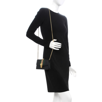 Gucci Calfskin Super Mini Sylvie Chain Shoulder Bag Black 2 of 6