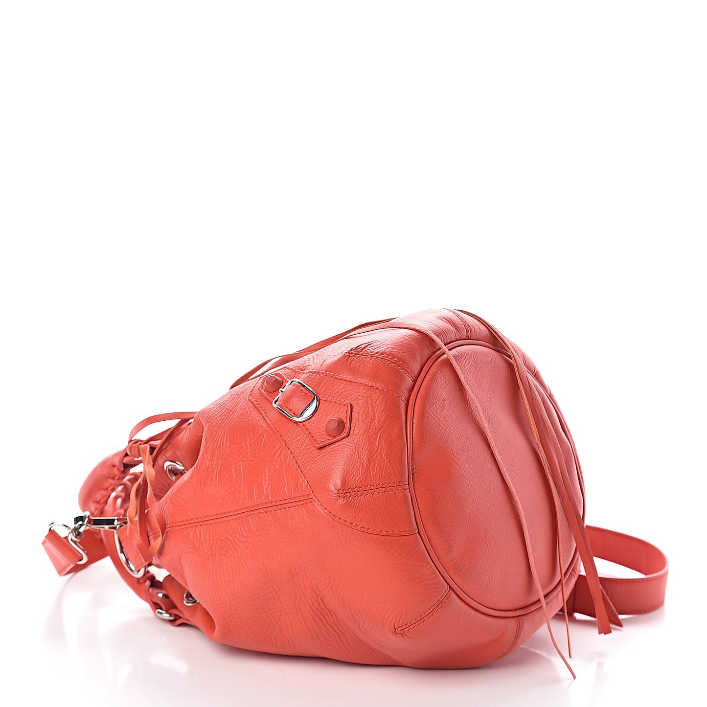 Matte Goatskin Rubber Covered Classic Hardware Mini Pompon Rouge Coquelicot Rouge Braise