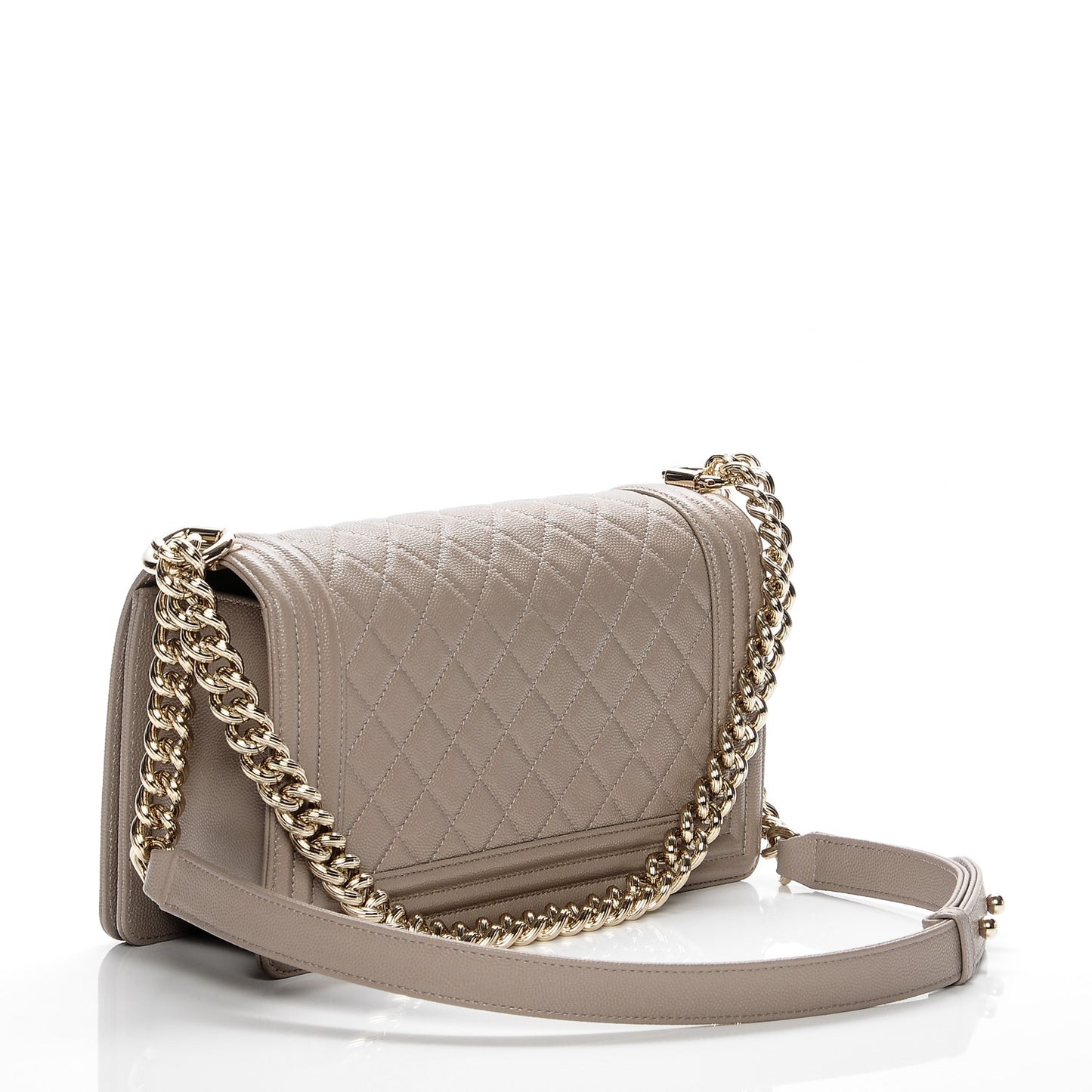 Caviar Quilted Medium Boy Flap Dark Beige