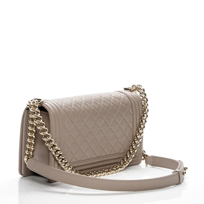 Chanel Caviar Quilted Medium Boy Flap Dark Beige 3 of 7