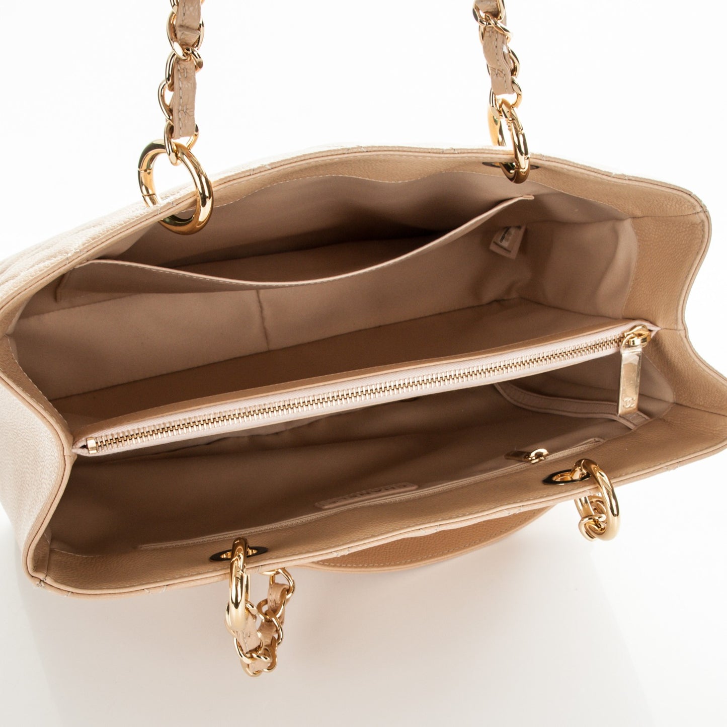 Caviar Quilted Grand Shopping Tote GST Beige Clair