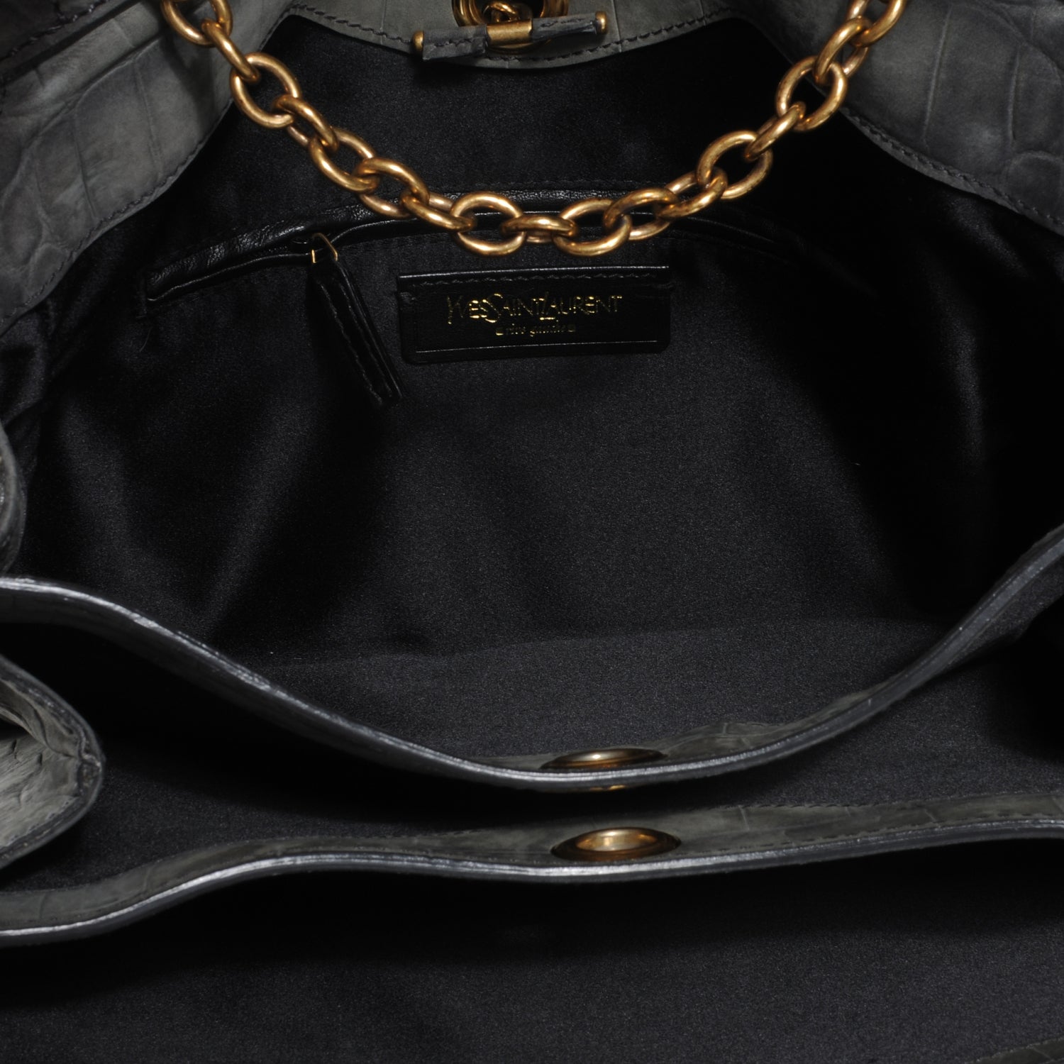 Saint Laurent Crocodile Embossed Nubuck Catwalk Bag Grey 5 of 7